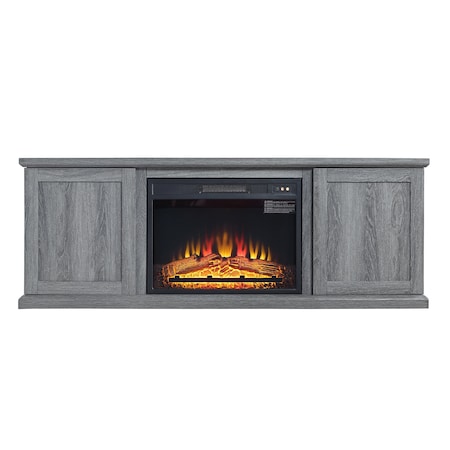 Manhattan Comfort Franklin 60" Fireplace with 2 Doors in Grey FP3-GY